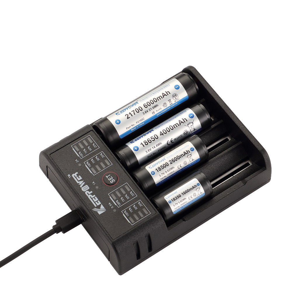KEEPPOWER K4充電器 リチウムイオン/ニッケル水素電池用 4スロット