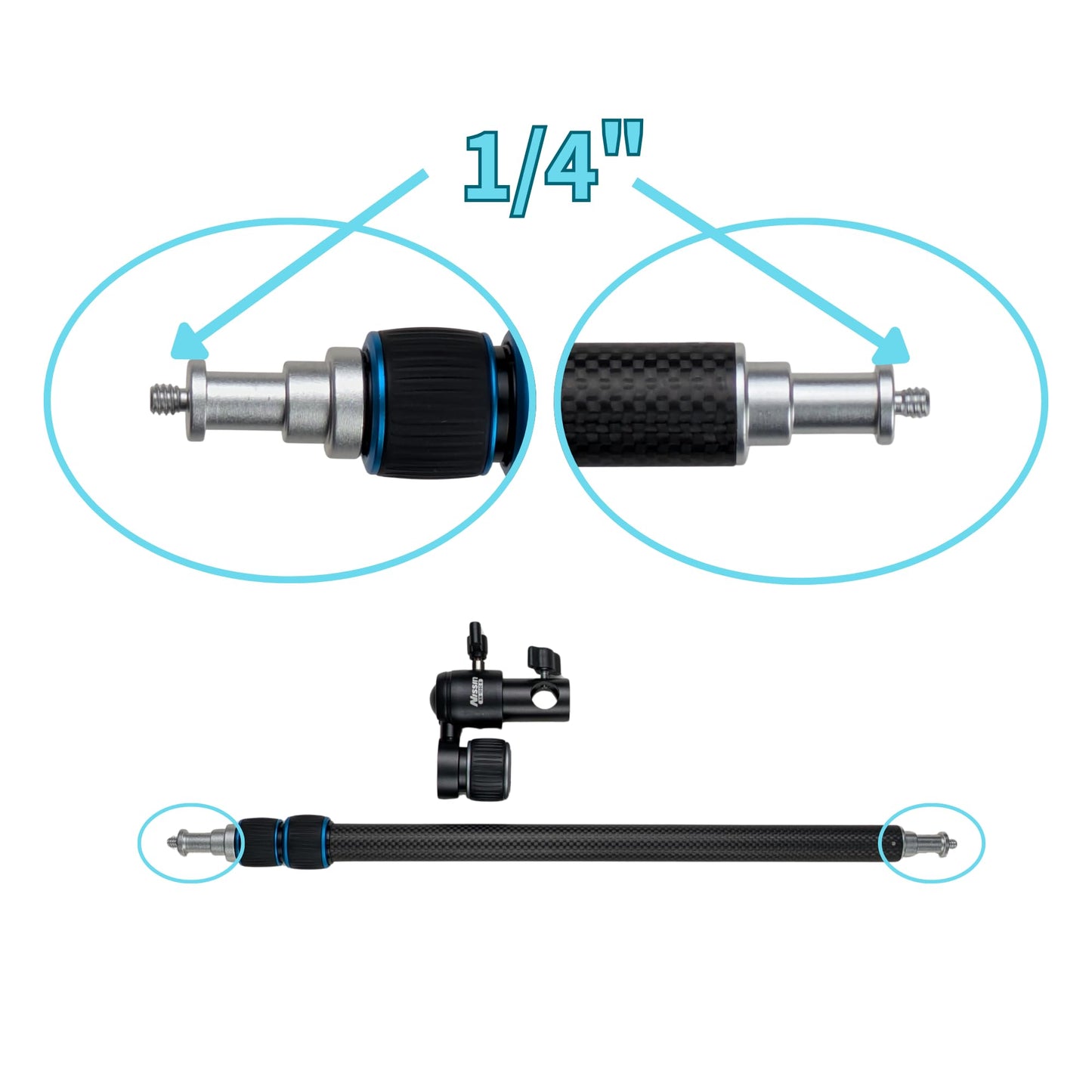 スーパーレフホルダー RH-100C-R II カーボン製レフ板ホルダー 取り外し可能なクリップとダボ受け